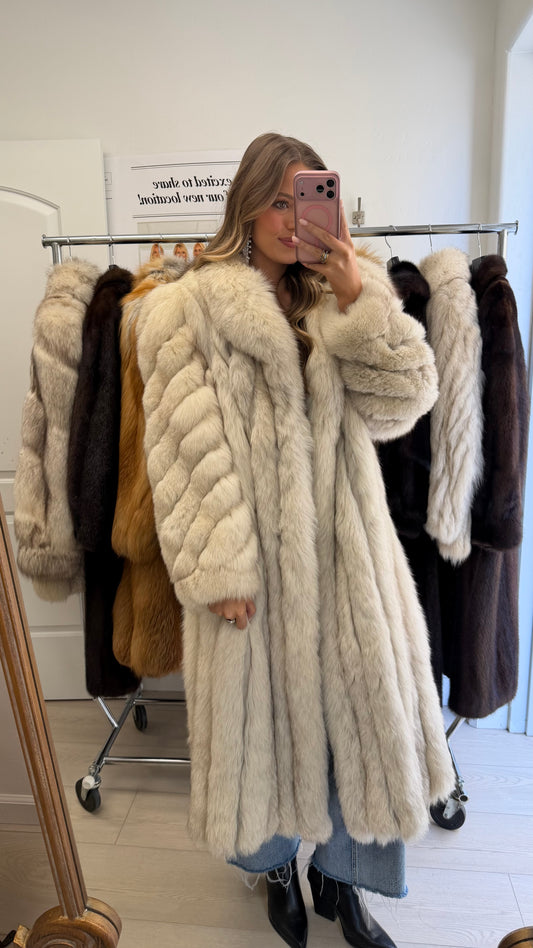 #24 Vintage Blue Fox Coat Size M/L