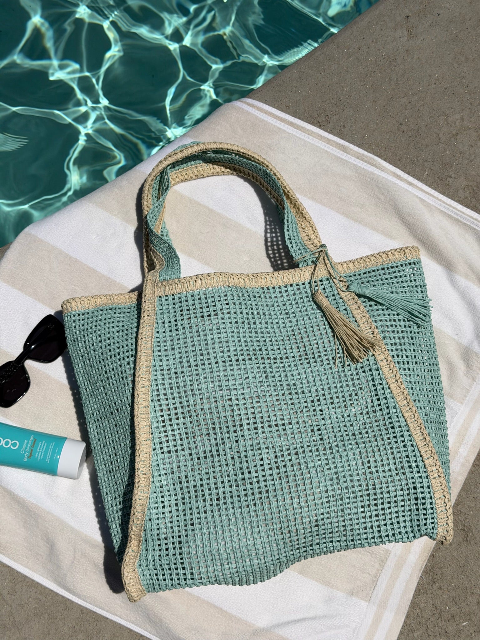 "Cannes Coast" Straw Tote Bag