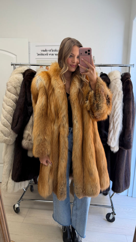 #9 Vintage Red Fox Coat Size S/M