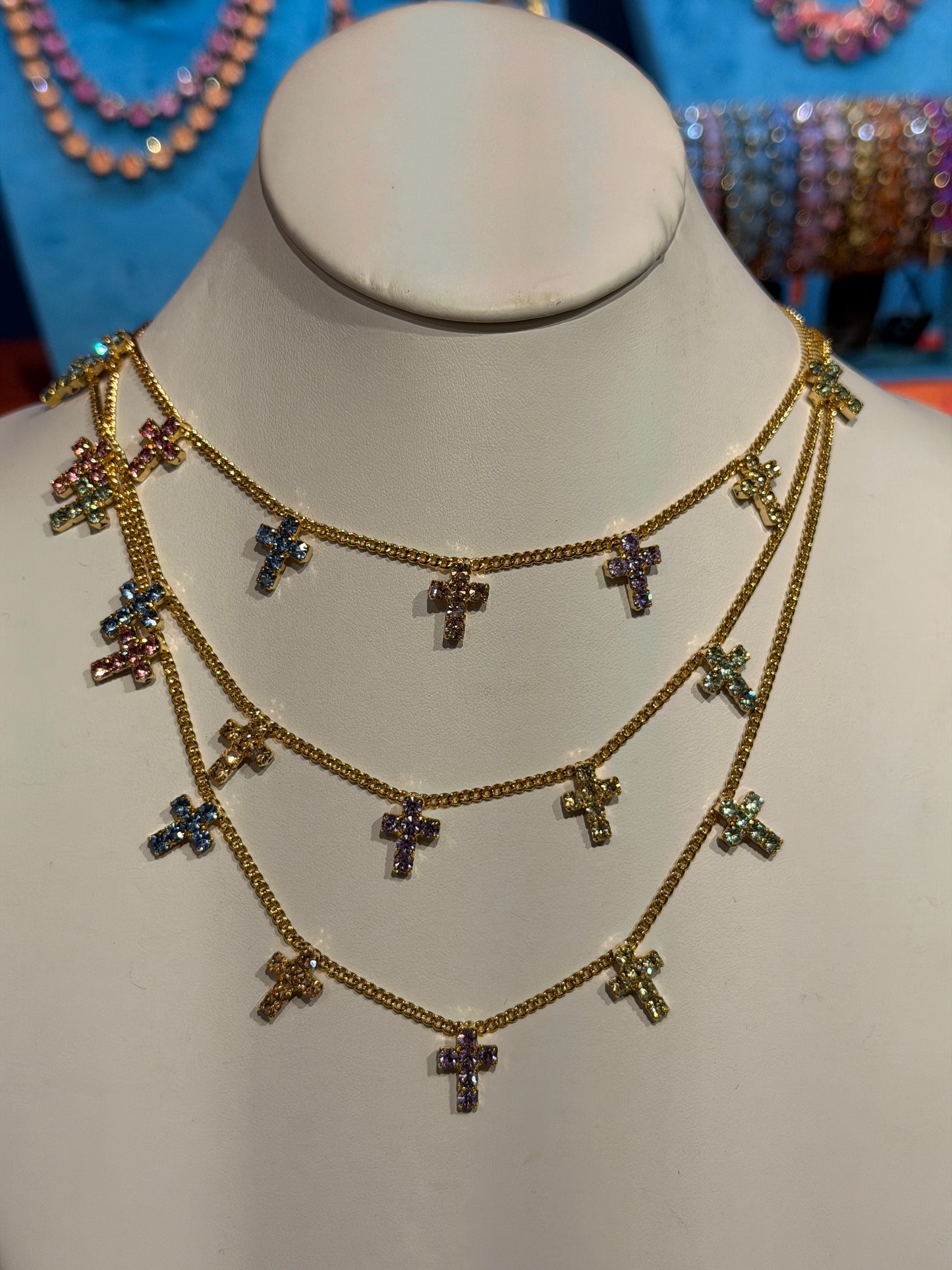 Multi Cross Necklace in Fairy Dust