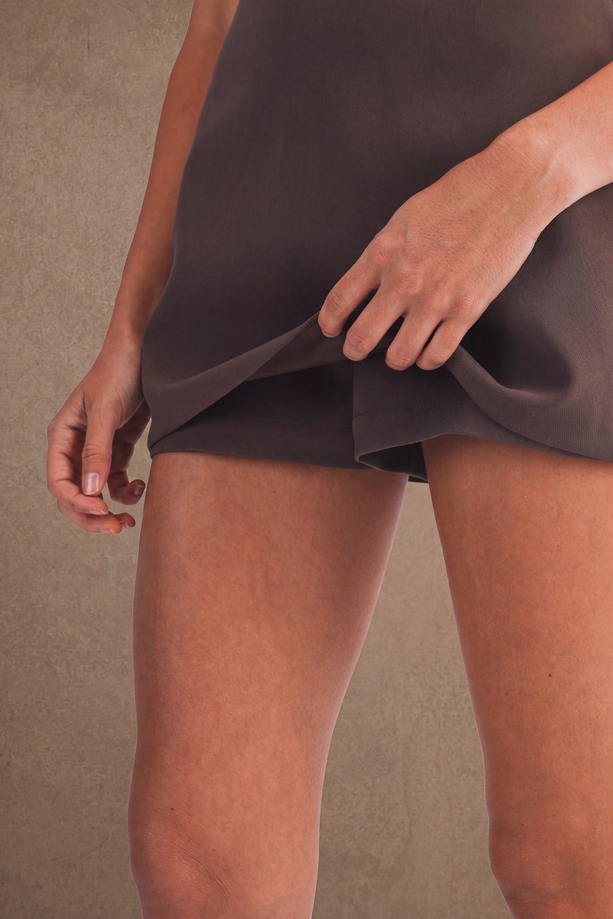 "Stella" High Waist Mini Skort - Brown - PREORDER