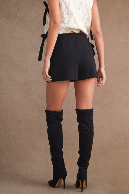 "Stella" High Waist Mini Skort - Black - PREORDER