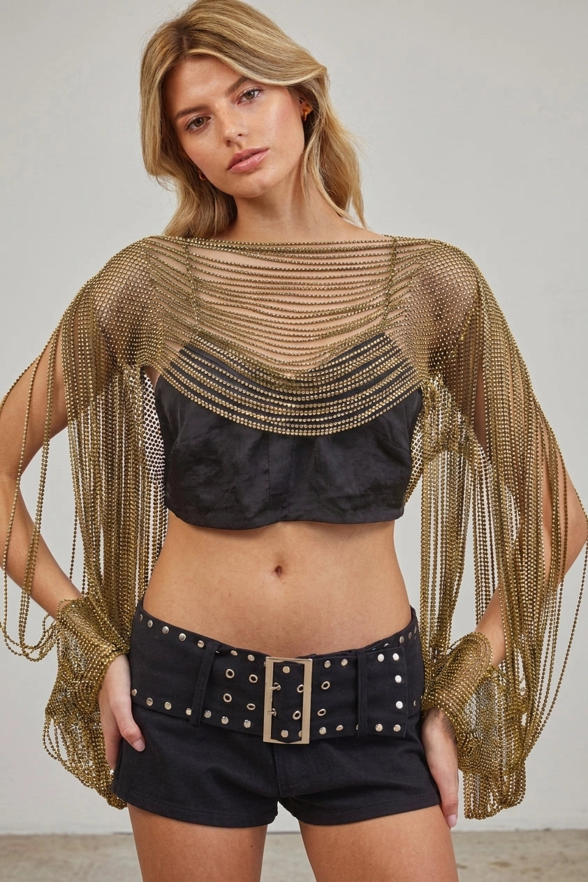 Crystal Drape Mesh Top in 2 Colors