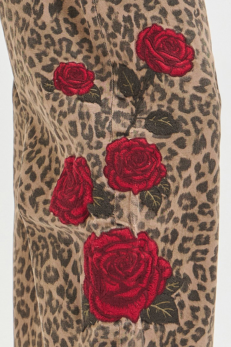 Leopard Print Barrel Leg Jeans