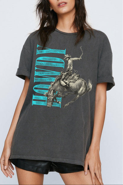 Howdy Graphic Tee in Charcoal