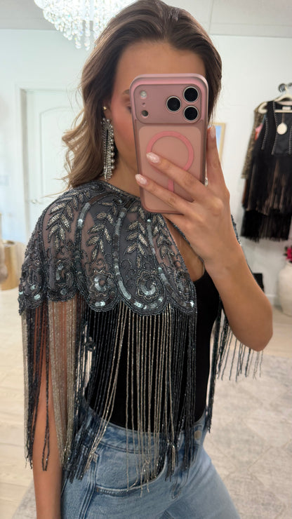 NEW!! VIP Beaded Cape in Navy