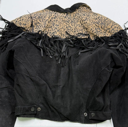 Vintage Black Suede Fringe Jacket Size Small/Medium
