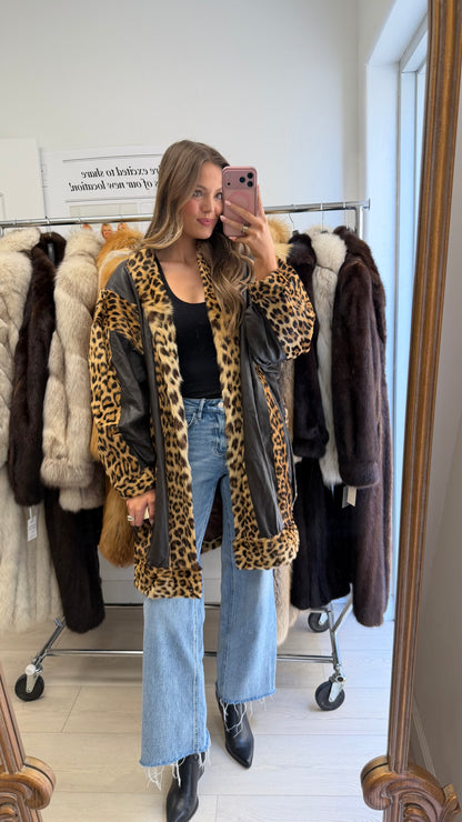 #31 Vintage Spotted Fur and Leather Jacket Size M/L