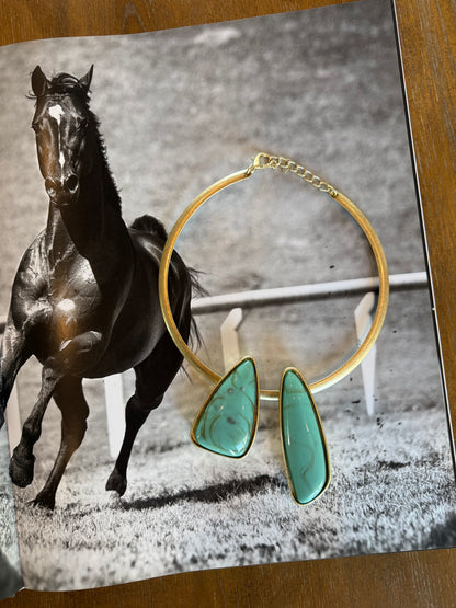 Cabochon Collar Necklace - Turquoise