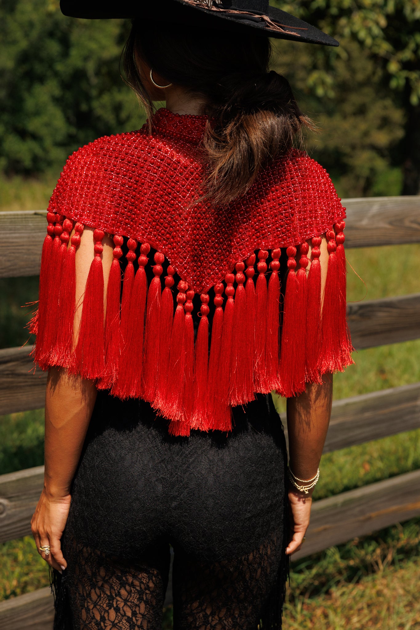 Red Fringe Tassel Cape