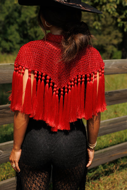 Red Fringe Tassel Cape
