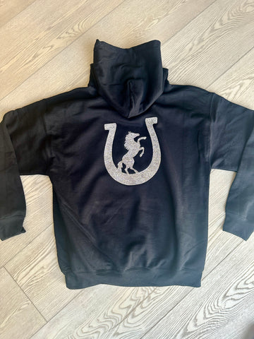 GB ORIGINAL!! Crystal Drawstring Sweatshirt w/ Horse Shoe in Black