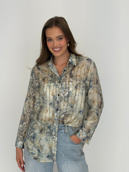 FINAL SALE!! "Savoir" Rhinestone Button Down Top in 2 Colors