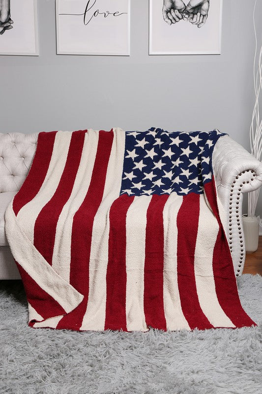 NEW!! Comfy Luxe "American Flag" Reversible Throw Blanket