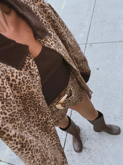 Carter Bomber Jacket - Leopard Denim