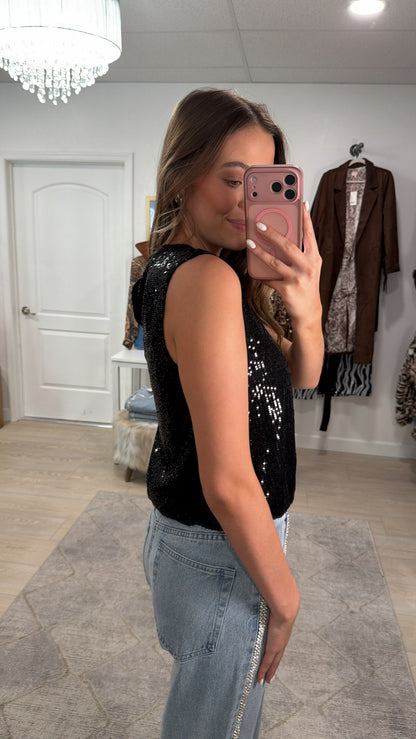 FINAL SALE!! Black Sequin Top