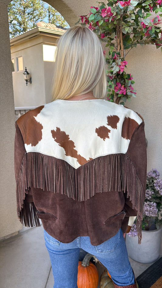 NEW!! Vintage 90's Horseland Fringe Suede Jacket Size Large