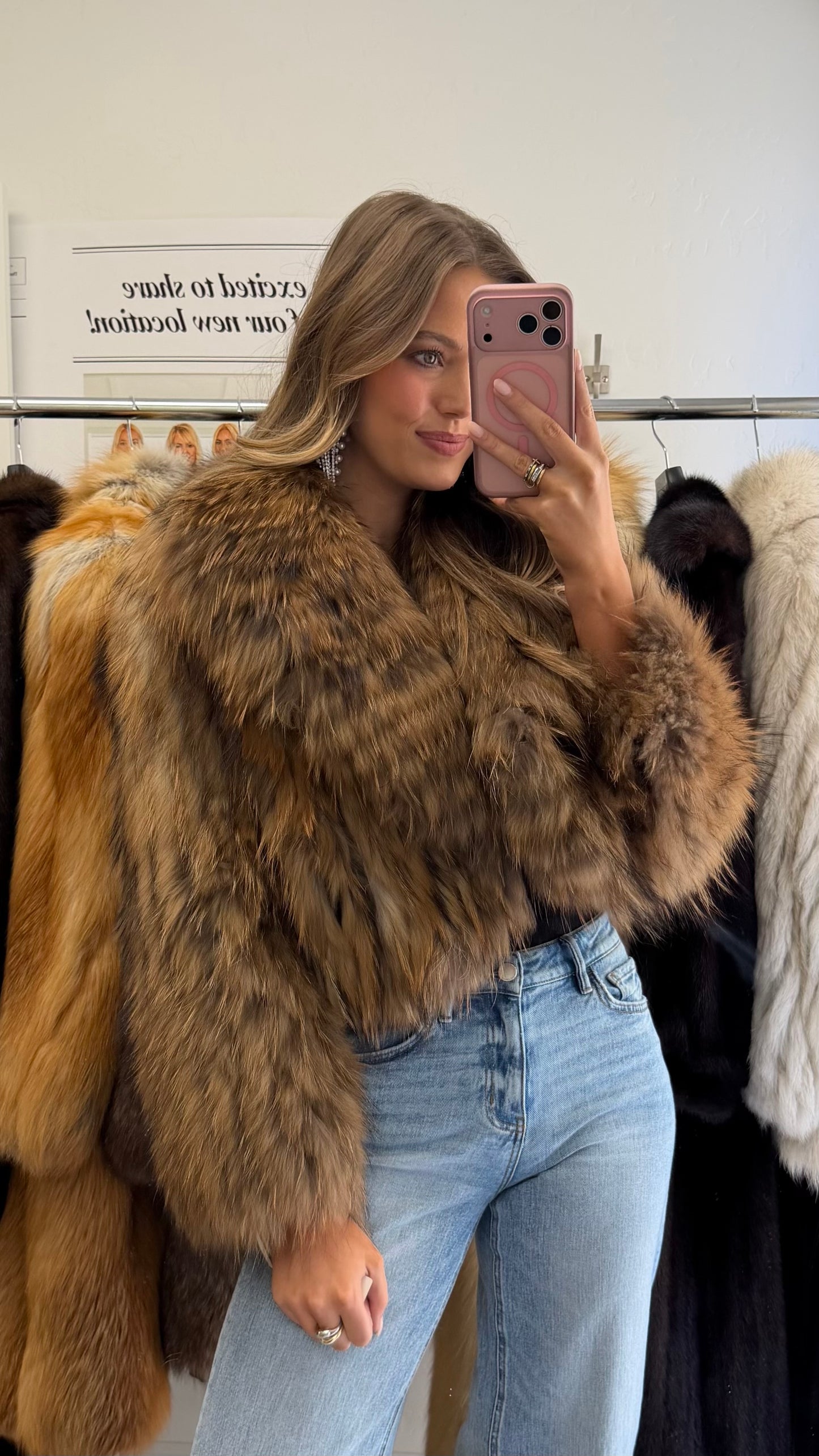 #26 Vintage Dyed Brown Cropped Fox Fur Jacket