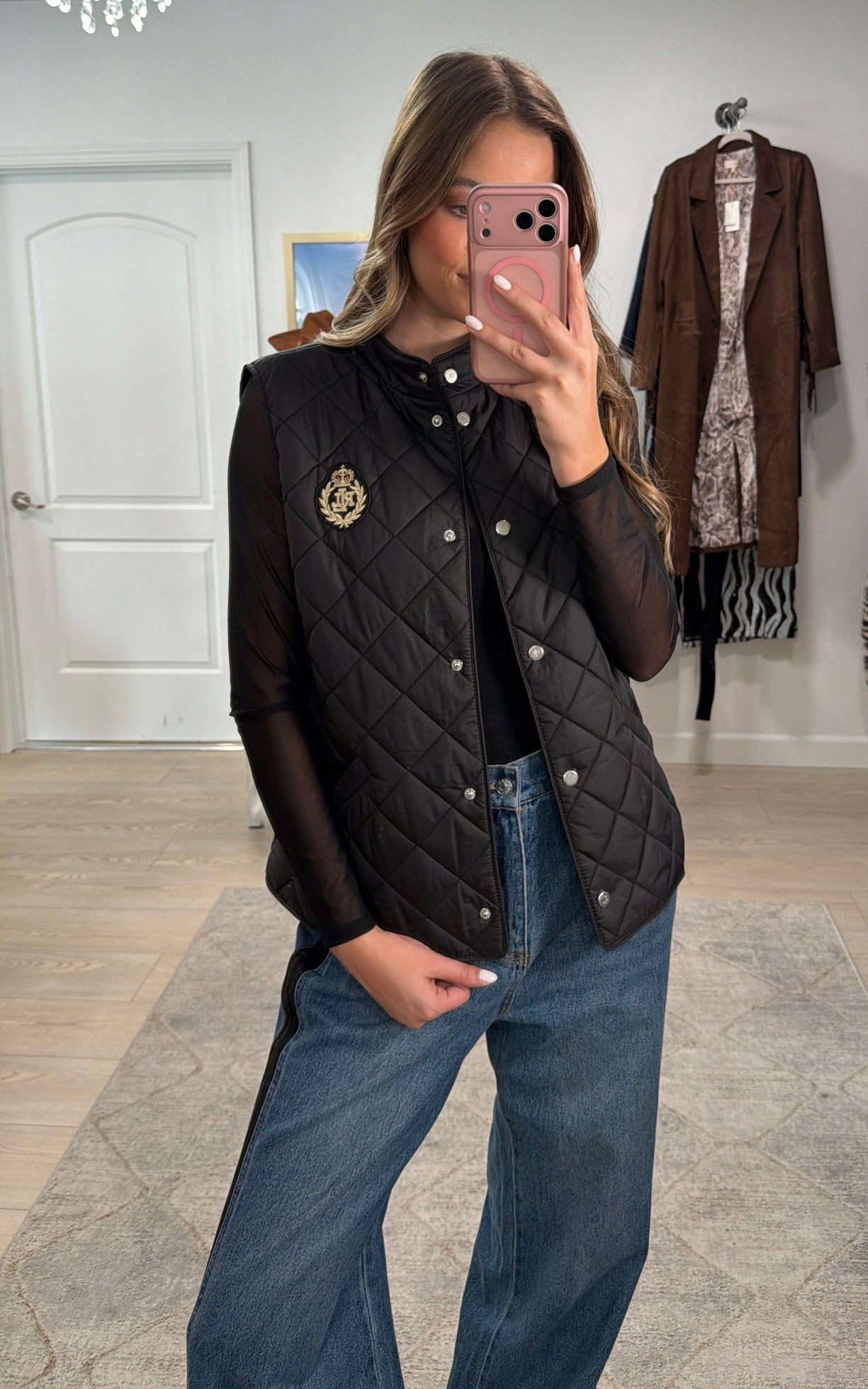 NEW!! Vintage Lauren Ralph Lauren Quilted Vest in Black