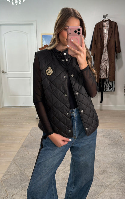 NEW!! Vintage Lauren Ralph Lauren Quilted Vest in Black