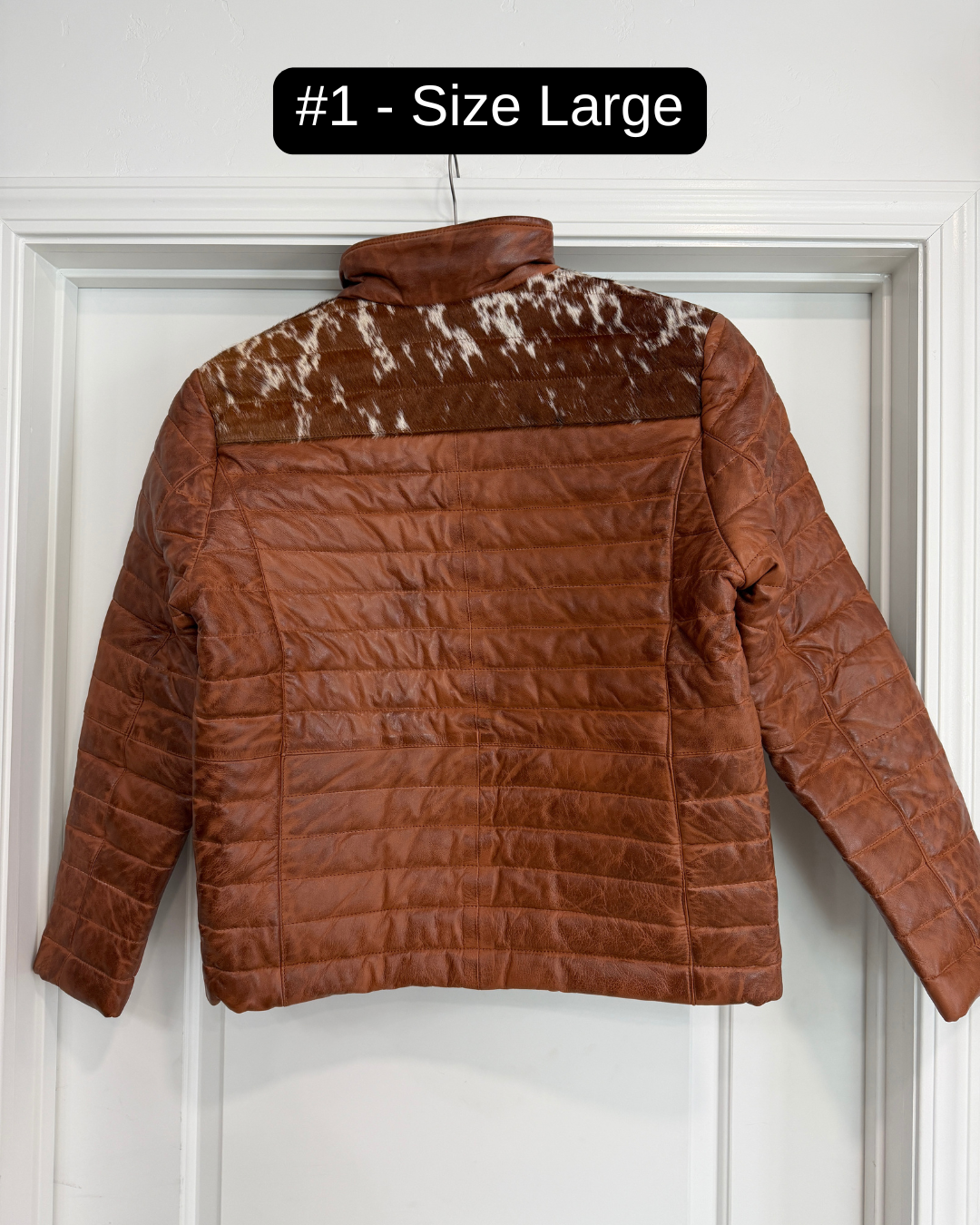 Men's Cowhide Puffer Jacket in Brown