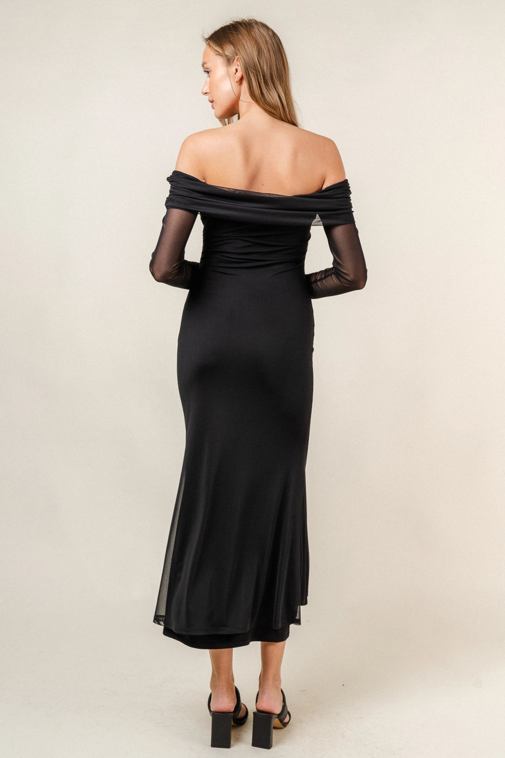 "After Hours" Off The Shoulder Midi Dress