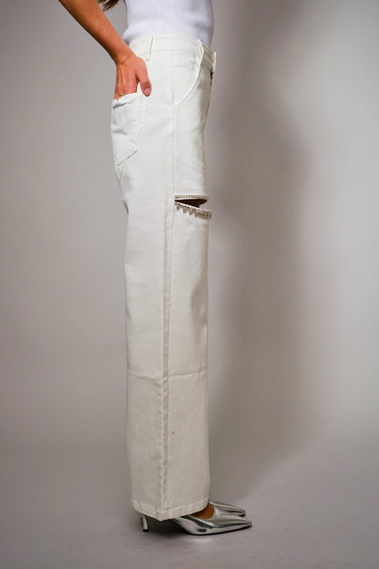 NEW!! The Nikki Denim Rhinestone Jean in White