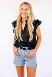 BEST SELLER!! Poppy Linen Blouse in Black