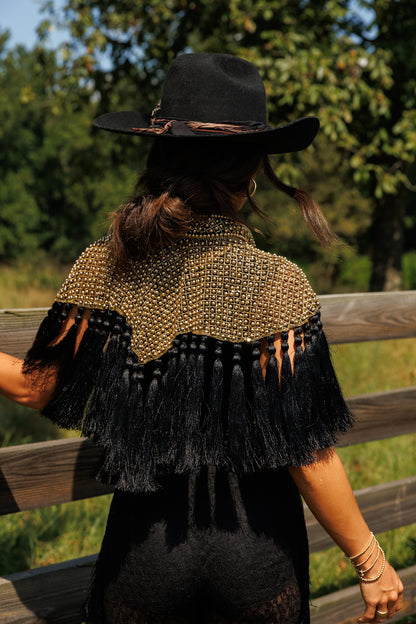 Two Tone Fringe Tassel Cape