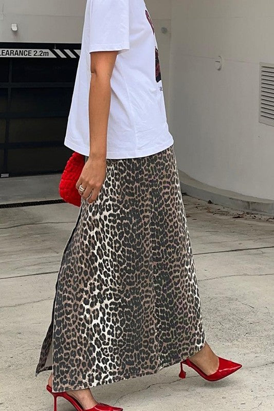 NEW!! The Leopard Lauren Denim Midi Skirt