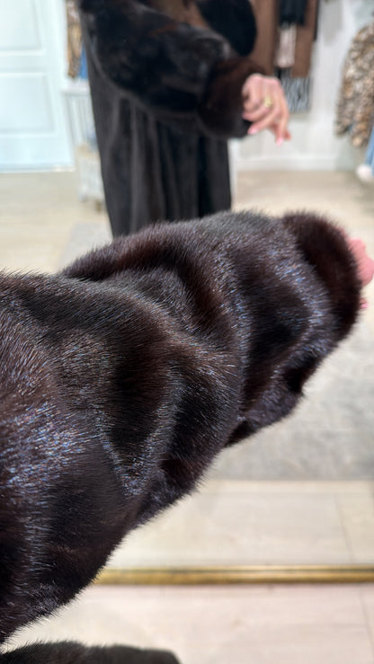 #GB43 Vintage Mahogany Mink and SABLE Collar Coat Size L/XL