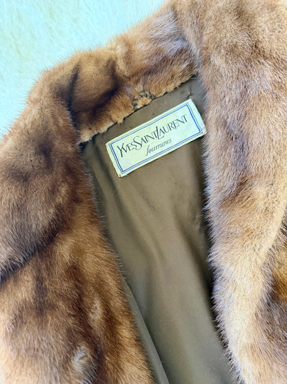 #10 Vintage Yves Saint Laurent Mahogany Mink Jacket, Size Small/Medium