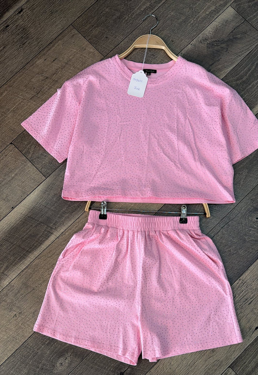 Summer Days Rhinestone Set in Light Pink