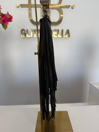 Black Fringe Crossbody w/ Silver Strap