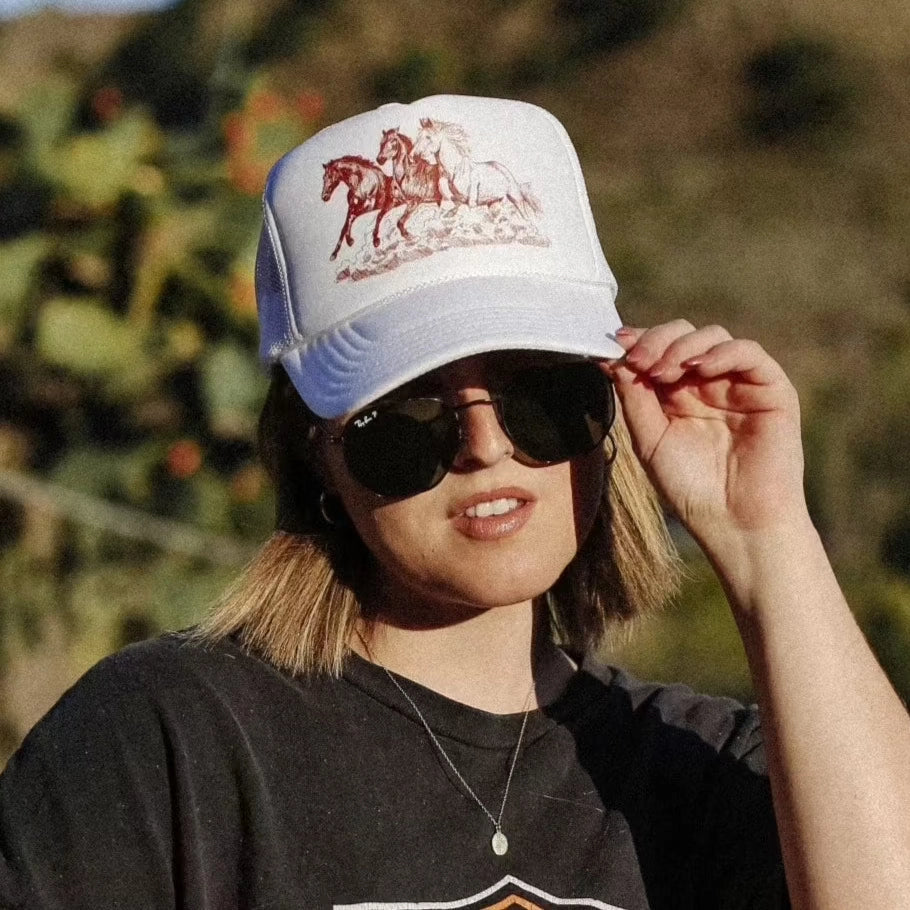NEW!! Wild Horses Trucker in White