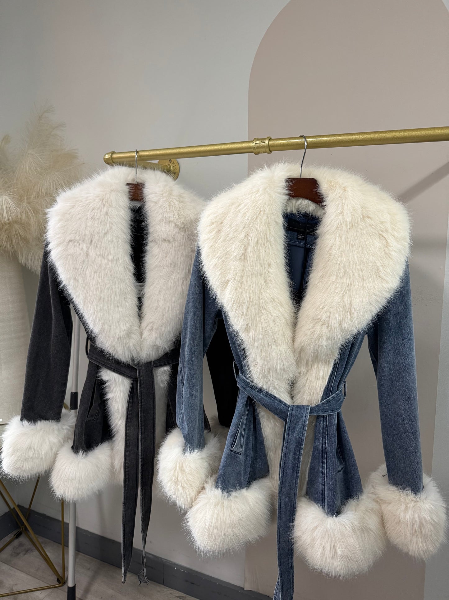 NEW!! "Show Stopper" Faux Fur Black Denim Jacket