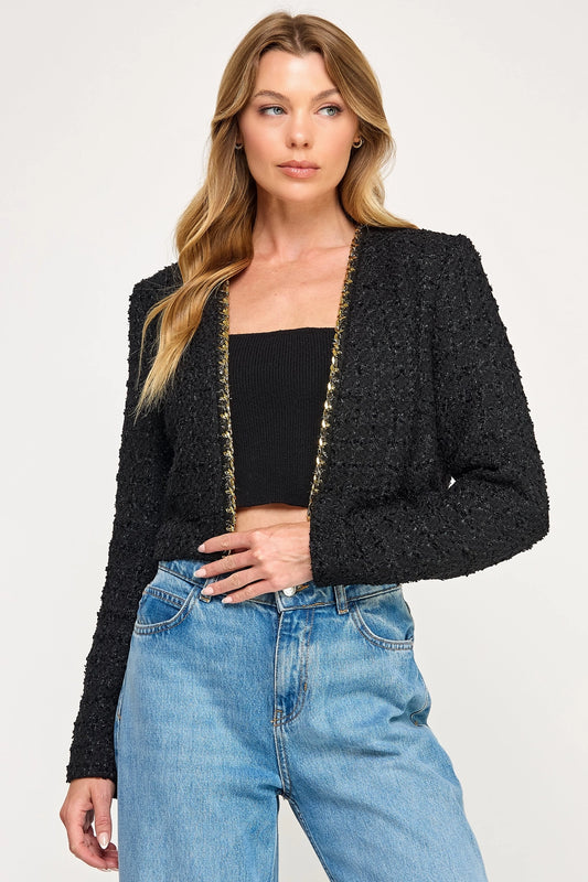 The "Harlow" Chain Tweed Cropped Jacket