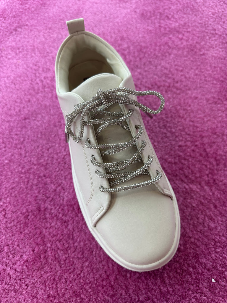 NEW!! Platform Sneaker with Rhinestone Laces in Beige
