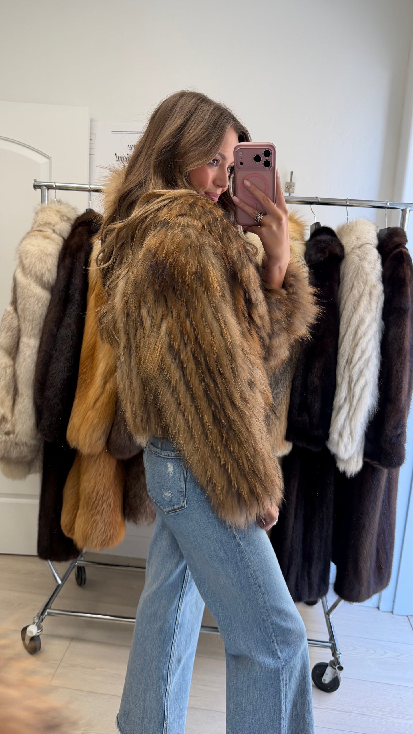 #26 Vintage Dyed Brown Cropped Fox Fur Jacket