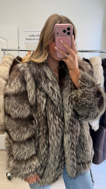 #28 Vintage Silver Saga Fox Jacket Size M/L