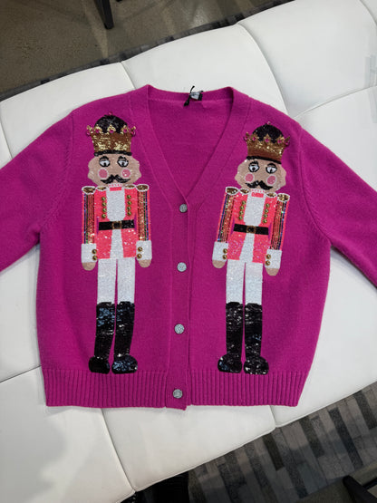 NEW!! Sequin Nutcracker Cardigan in Pink