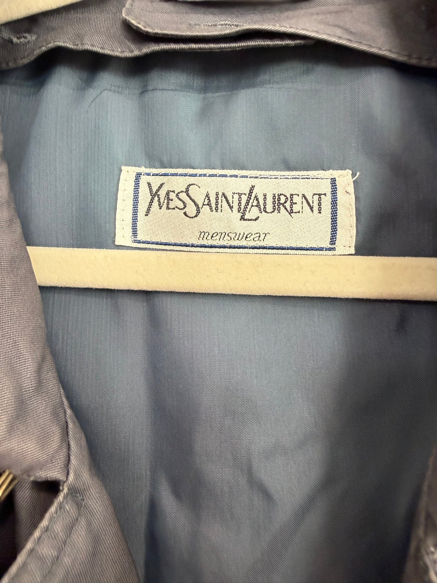 NEW!! Vintage YSL Blue/Grey Trench Coat Size L/XL