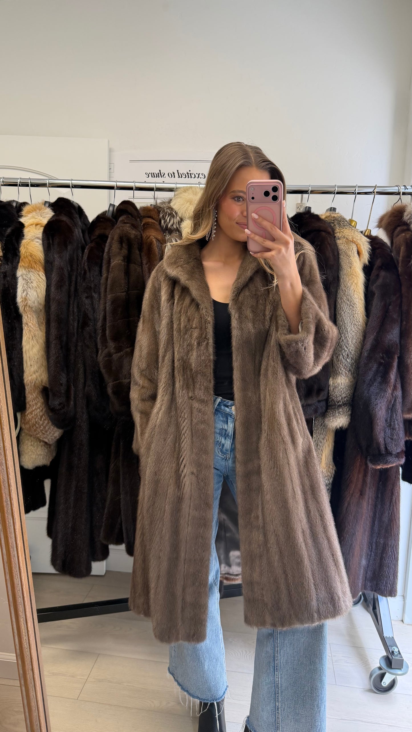 #36 Vintage Grey Mink Coat Size Small