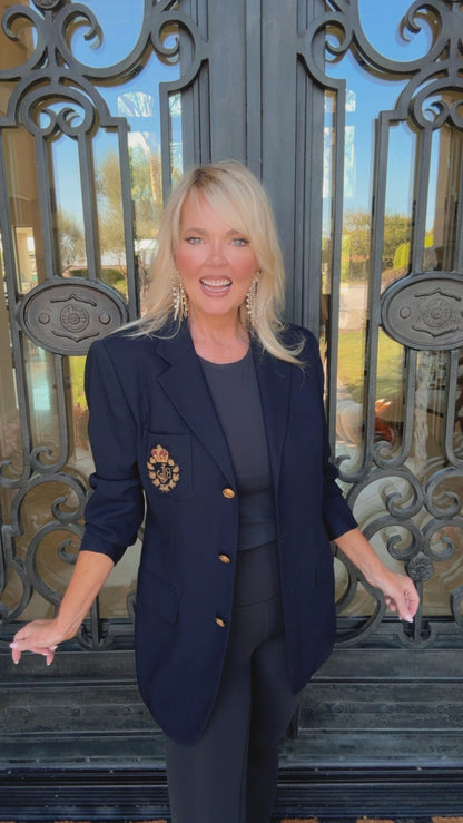 NEW!! Vintage Ralph Lauren Navy Crest Blazer Size 12