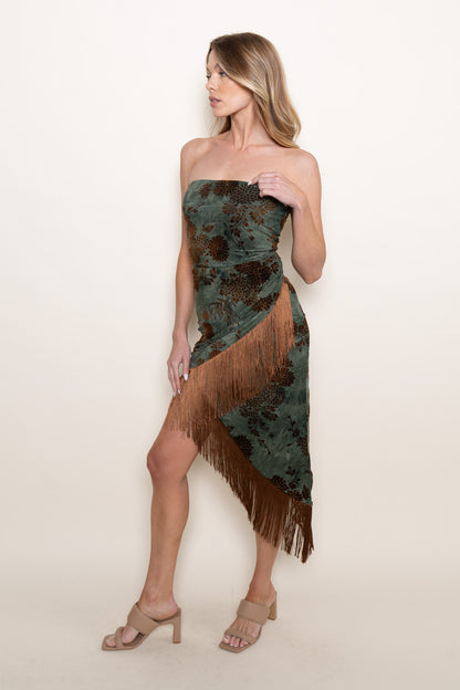 NEW!! "Ellie" Asymmetrical Fringe Midi Dress