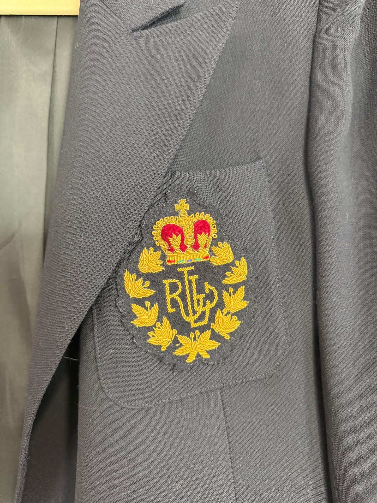 NEW!! Vintage Ralph Lauren Navy Crest Wool Blazer Size 12 Petite