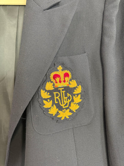 NEW!! Vintage Ralph Lauren Navy Crest Wool Blazer Size 12 Petite