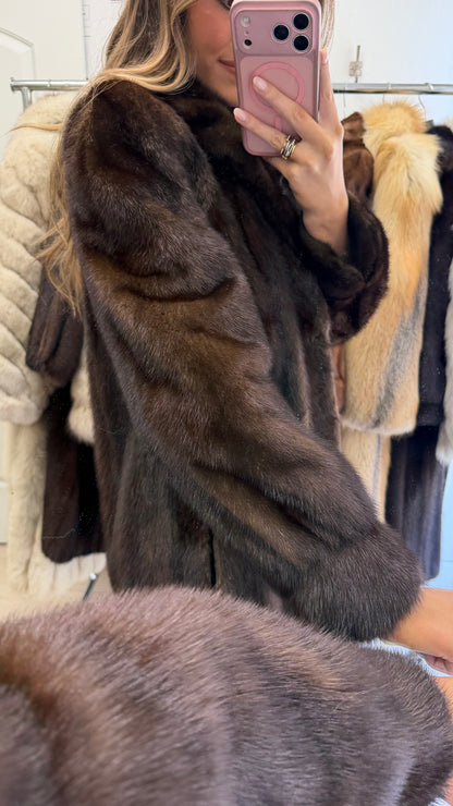 #23 Vintage Mahogany Mink Coat Size Medium