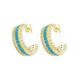 NEW!! Trendsetter Turquoise and Crystal Hoops