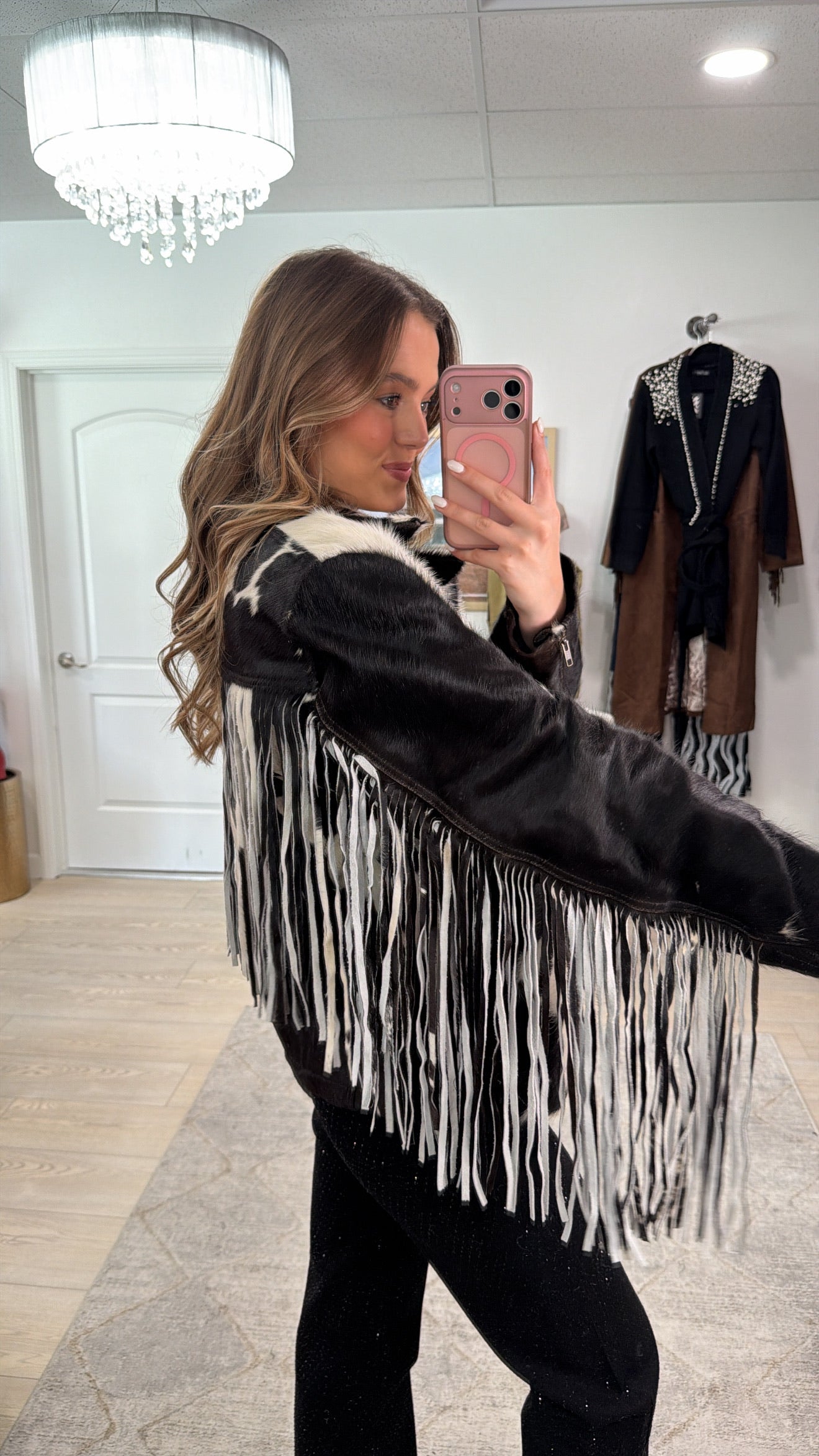 NEW!! Cowhide Jacket with Fringe #3 - Size X-Large